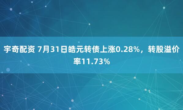 宇奇配资 7月31日皓元转债上涨0.28%，转股溢价率11.73%